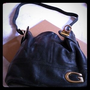 Genuine Black Leather bucket bag